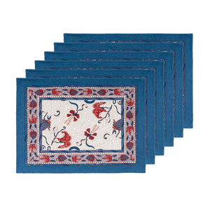 Fleur Des Indes Mats in Blue & Red, Set of 6