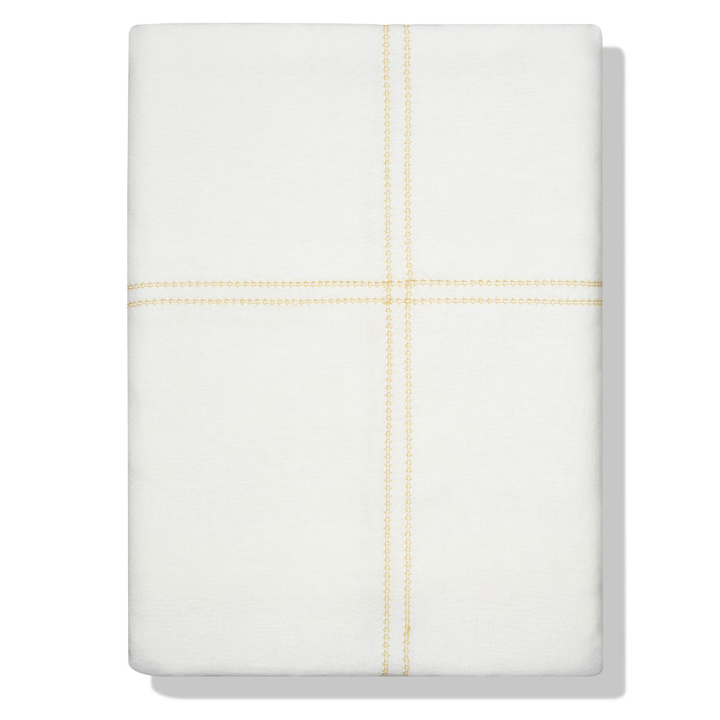 Elizaveta Duvet Cover in Ochre Hemstitch