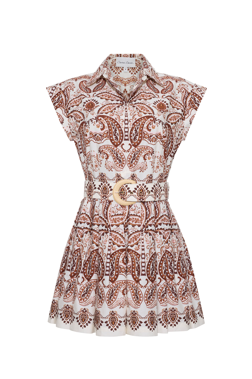 Octavia Mini Dress in Palm Paisley Ivory