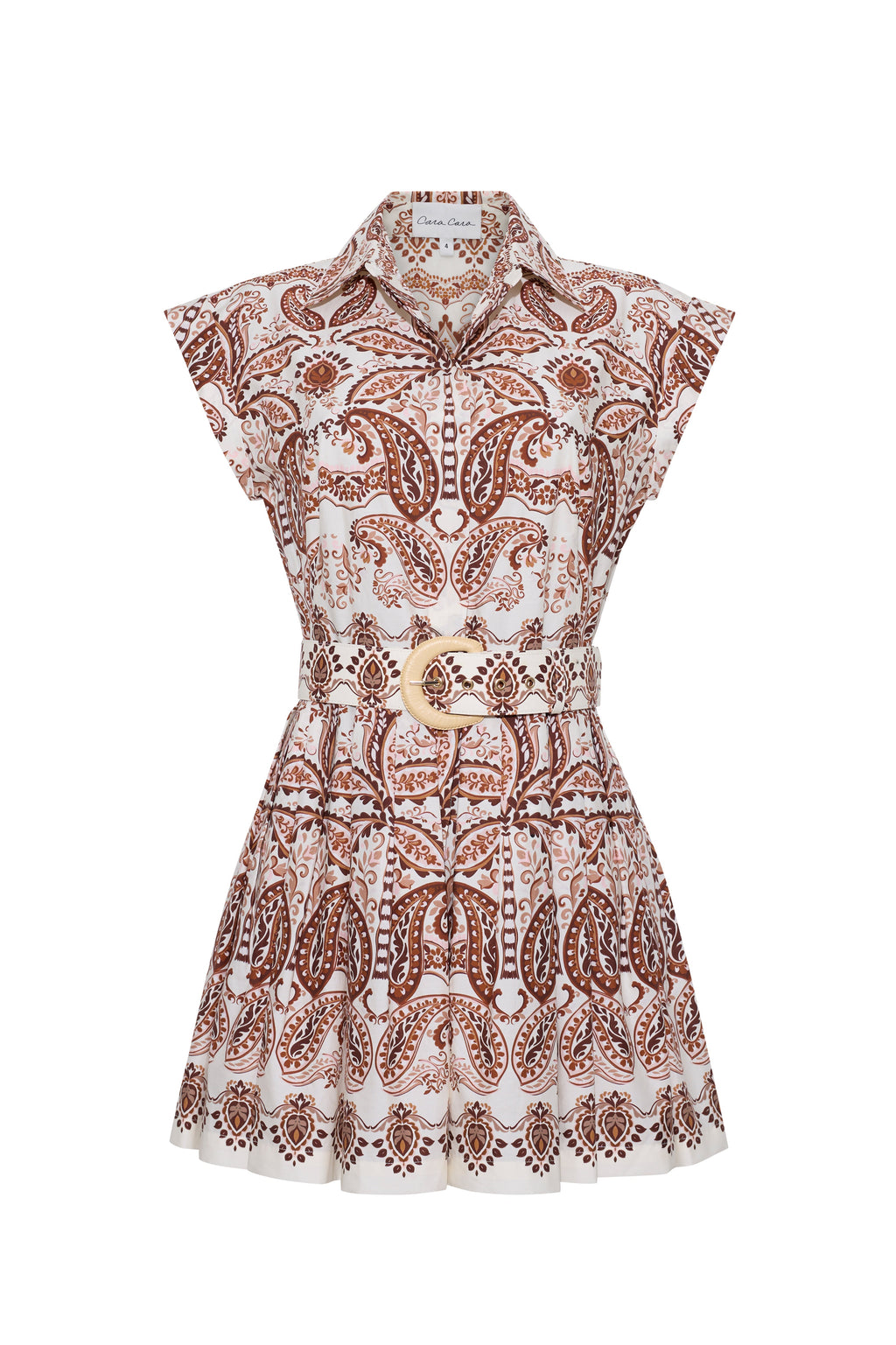 Octavia Mini Dress in Palm Paisley Ivory