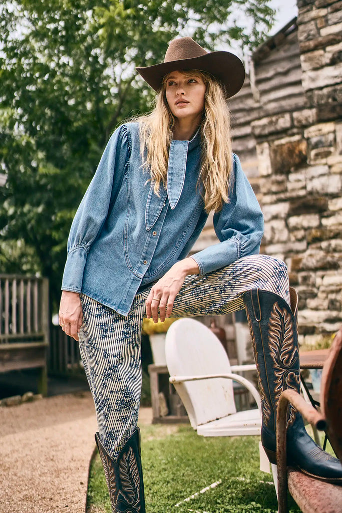 Lakelynn Pant in Cornflower Toile