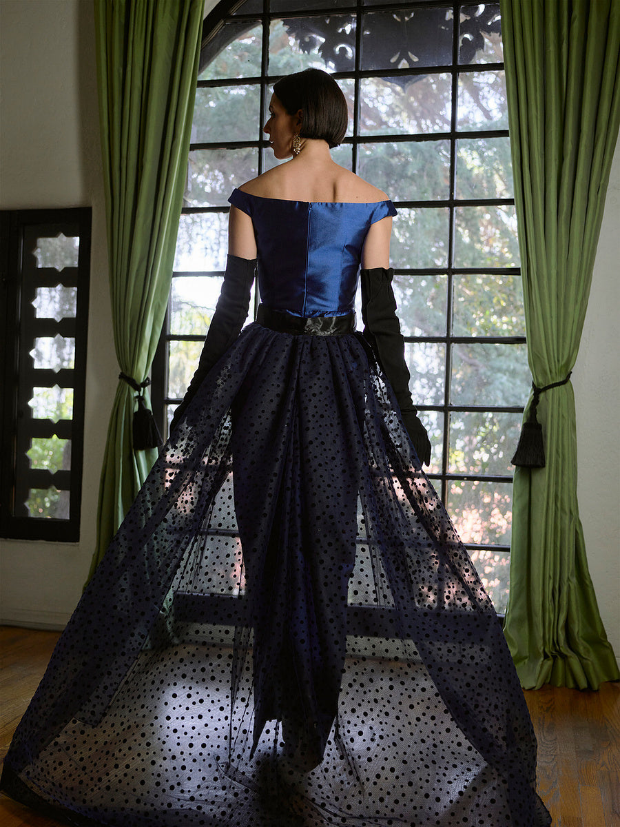 Off The Shoulder Gown in Cobalt Blue