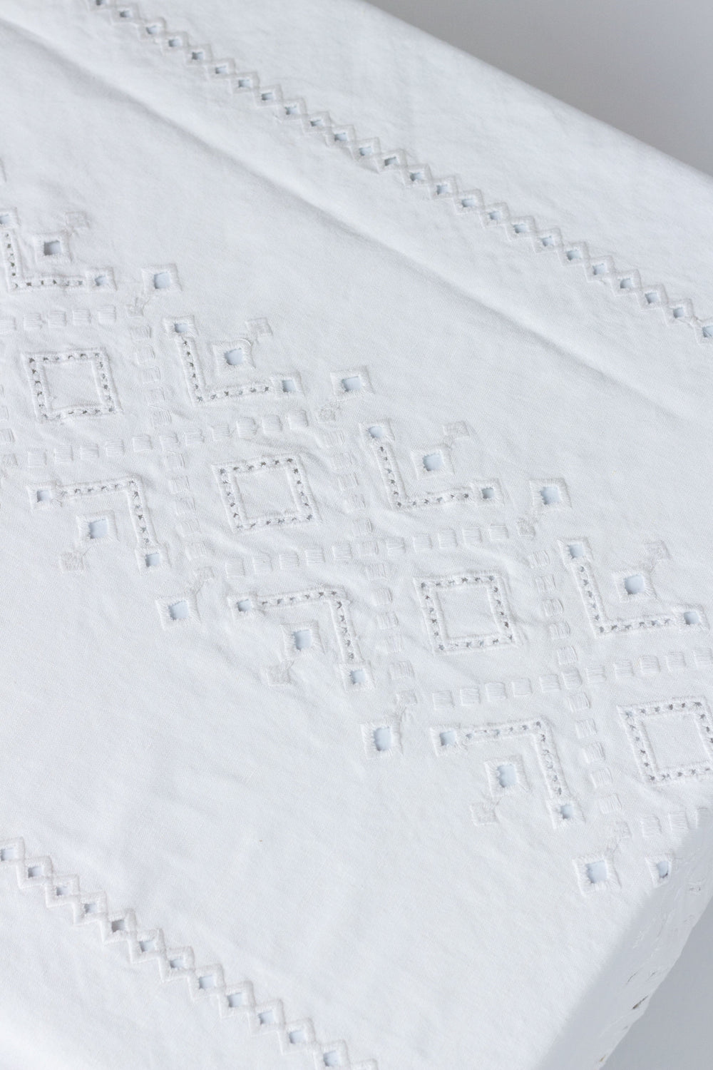 Ojete Rectangular Tablecloth in White