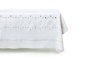 Ojete Rectangular Tablecloth in White