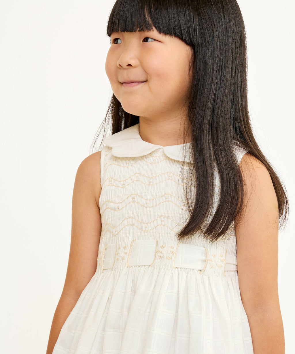 Olive Dress in Cream Windowpane