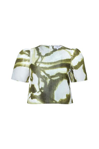 The Olivia Top in Seabreeze Ikat Green.