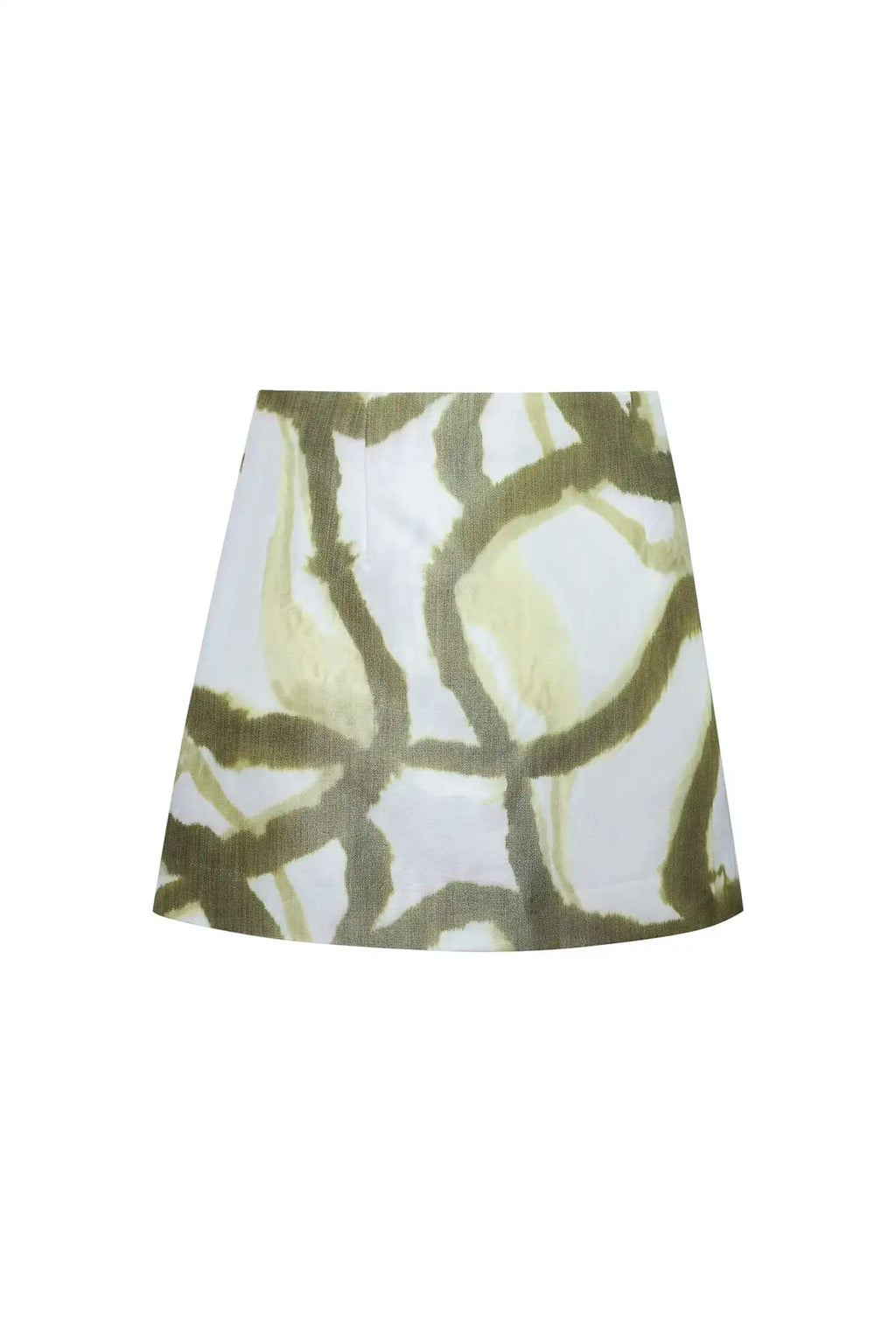 The Britt Mini Skirt in Seabreeze Ikat Green. 
