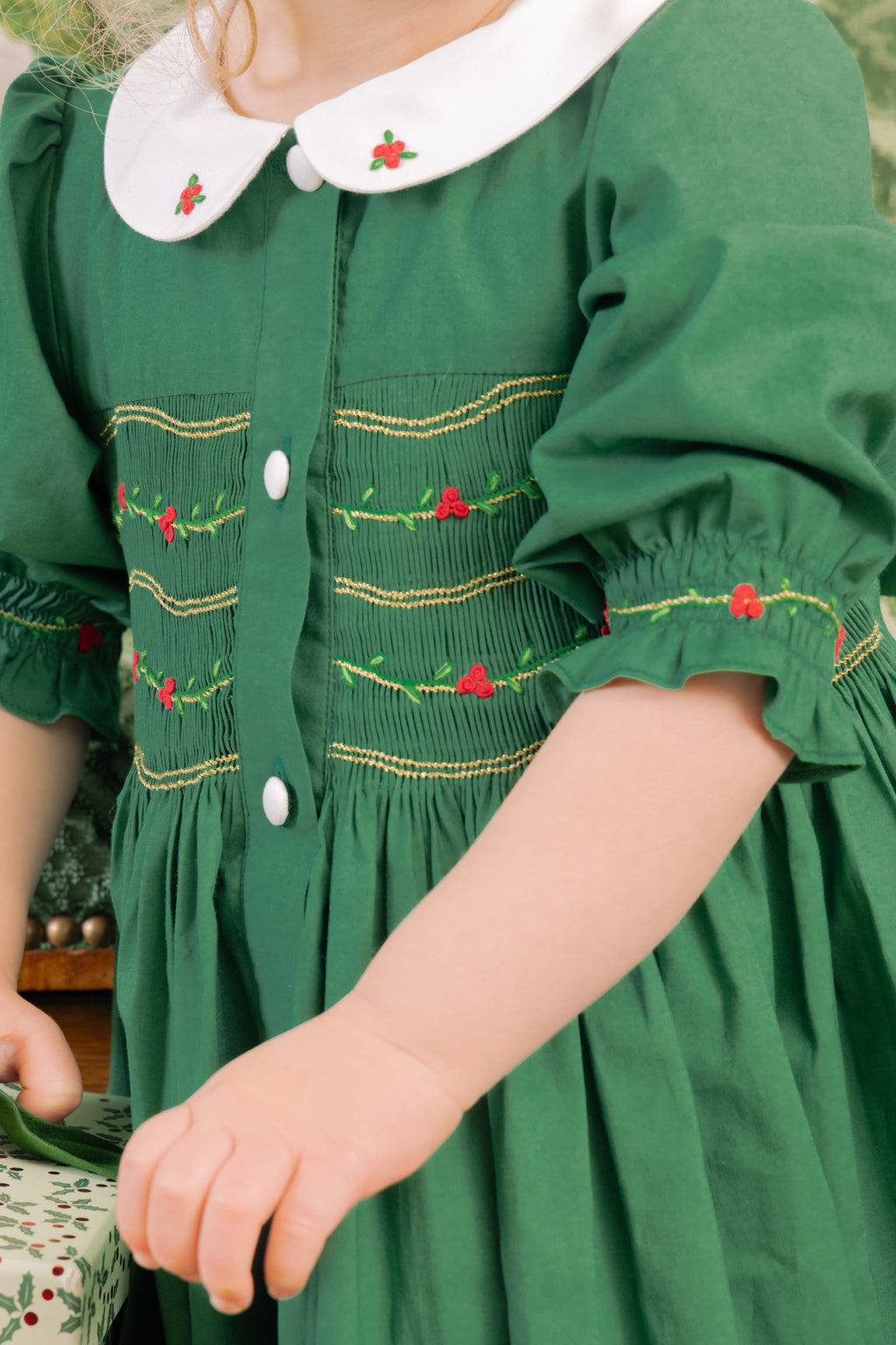 green smocked christmas dress Olympe Green Smocked Christmas Dress 2T