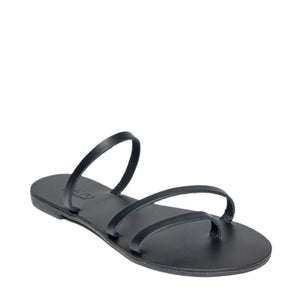 Olympia Vegetable Tanned Leather Sandal in Black