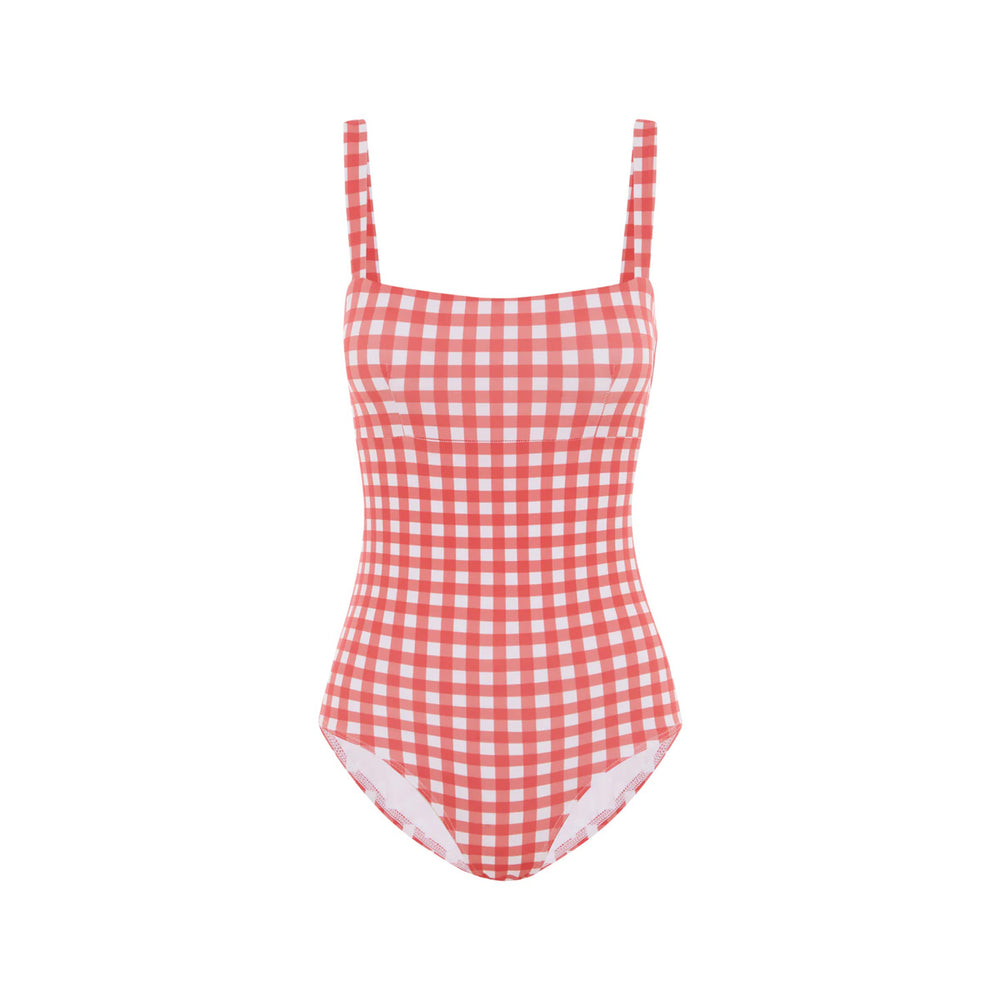 Rouge Gingham Bandeau One-Piece