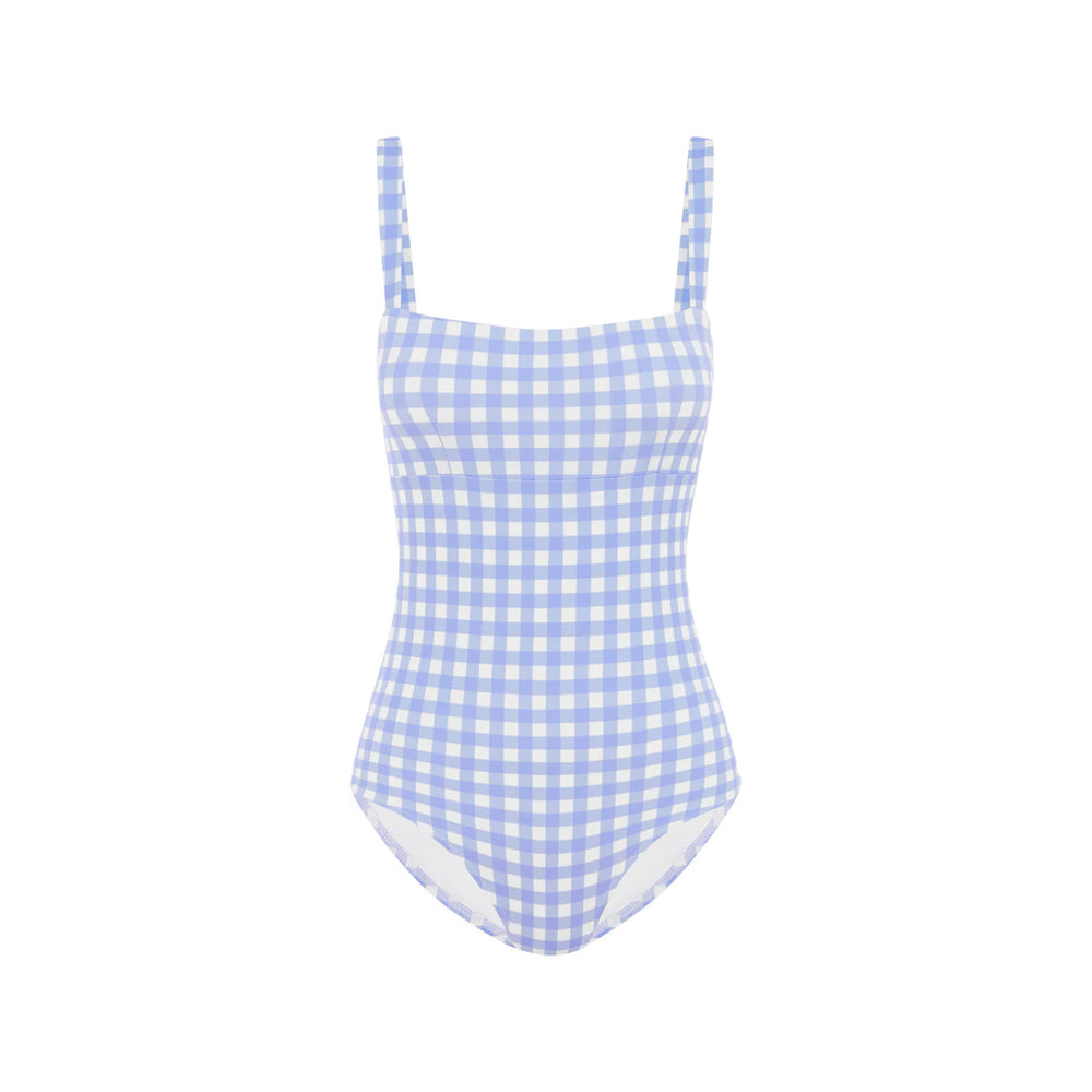Sky Gingham Bandeau One-Piece