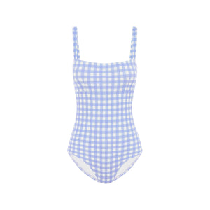Sky Gingham Bandeau One-Piece