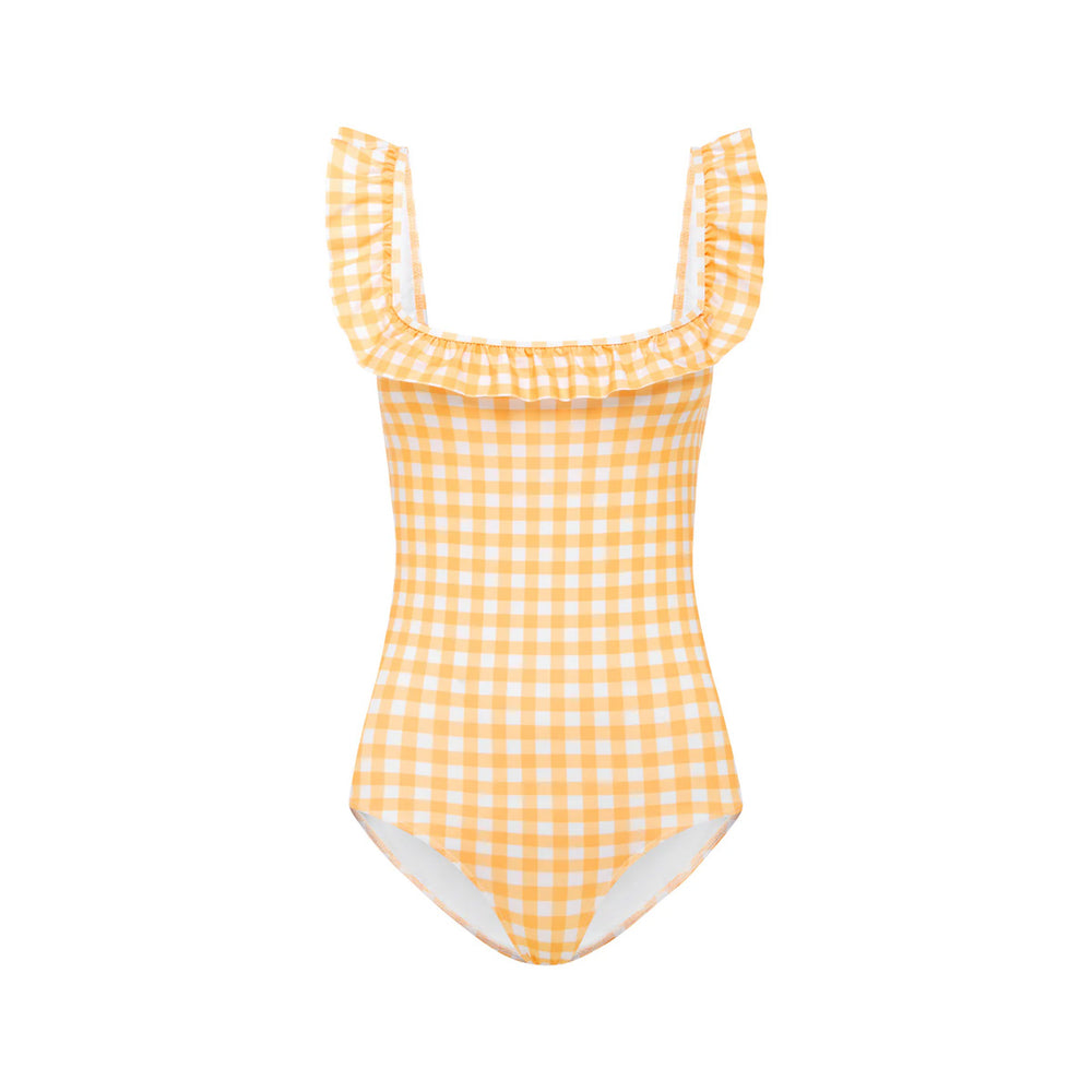 Marigold Gingham Flounce One-Piece