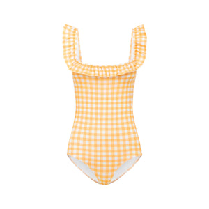Marigold Gingham Flounce One-Piece