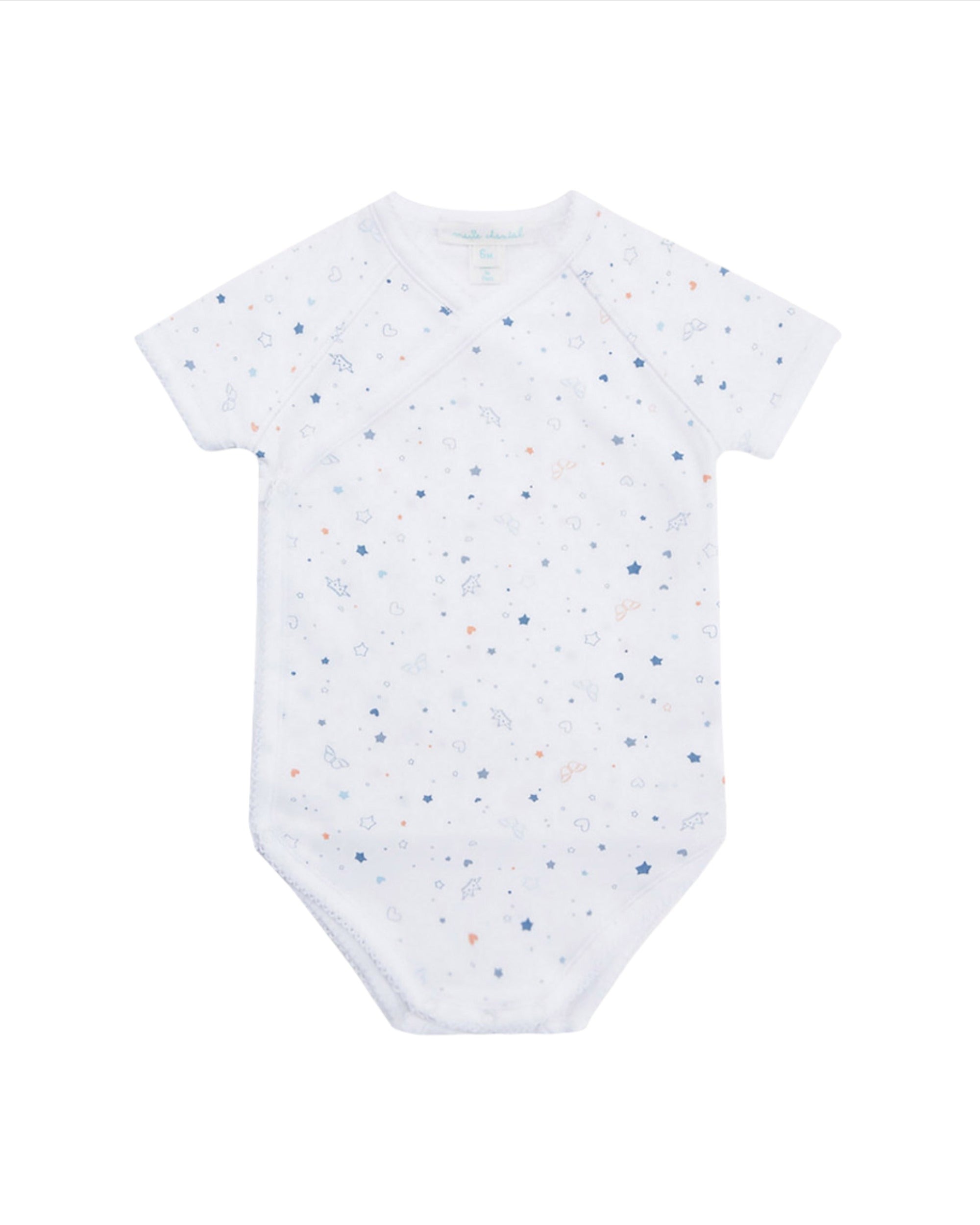 Star & Crown Pima Cotton Wrap Onesie in Blue