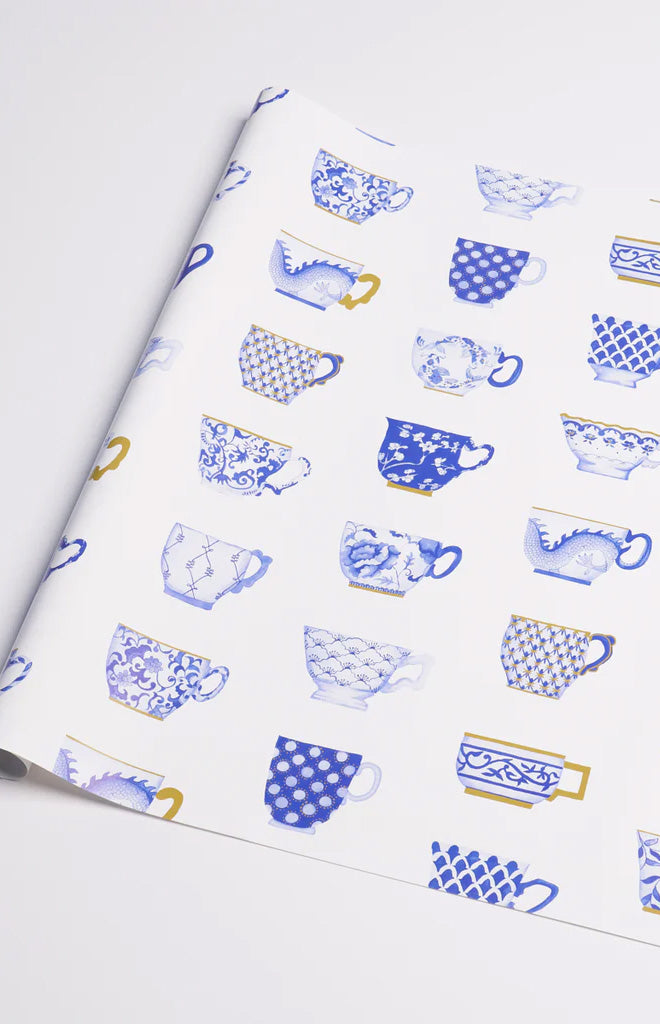Onie’s Teacups Wrapping Paper In Porcelain