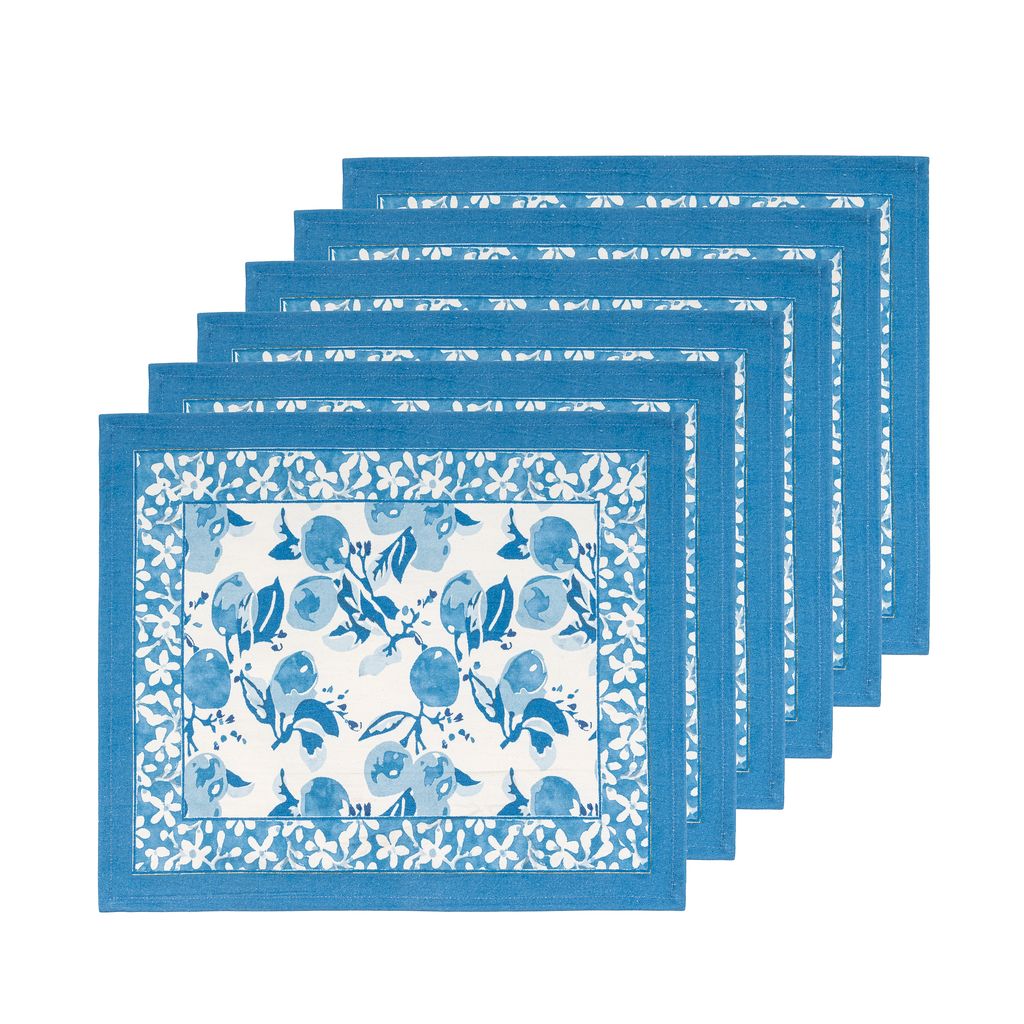Citron Mats in Bleu, Set of 6