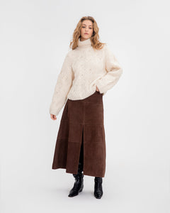 Suede Hudson Skirt in Chocolate