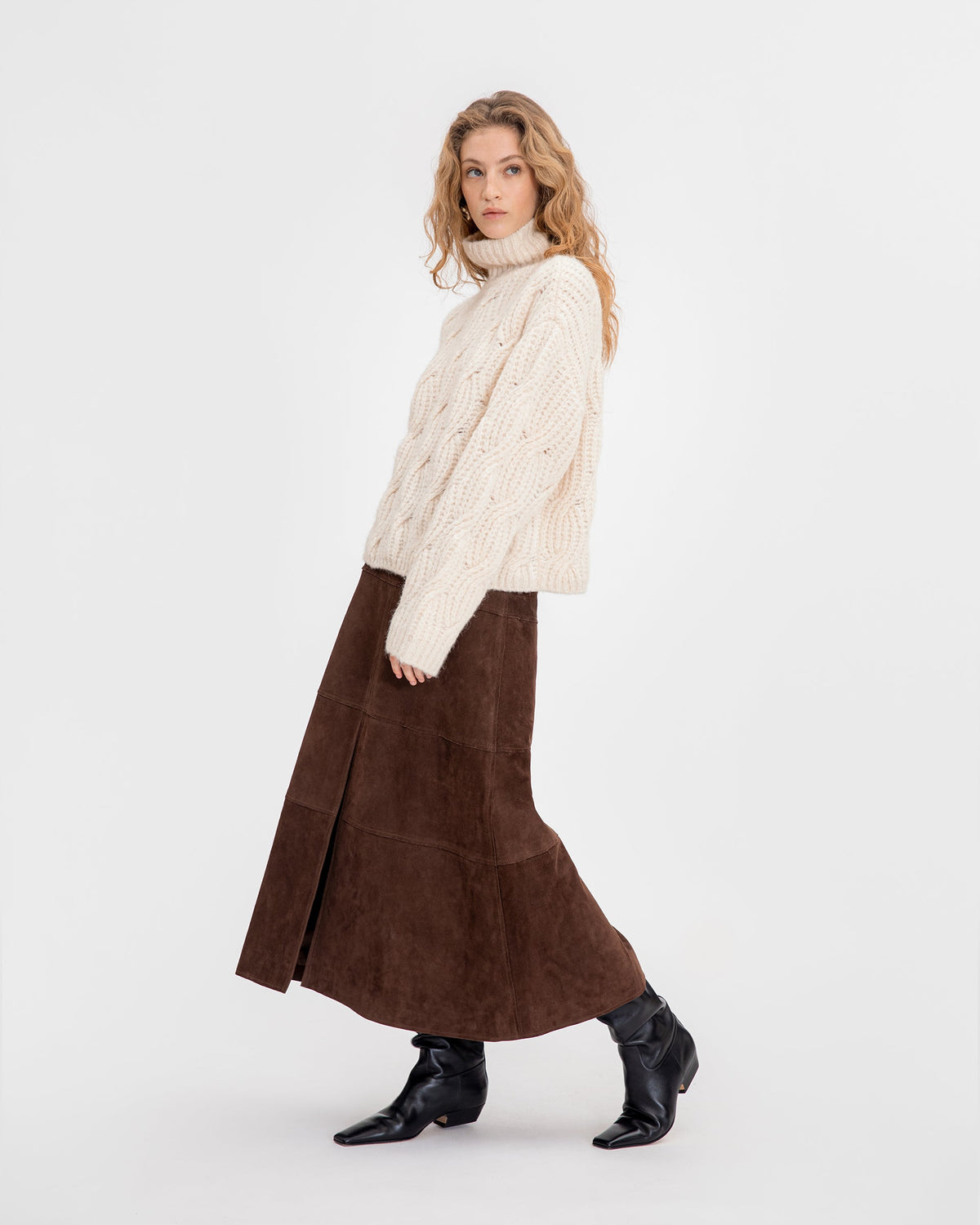 Suede Hudson Skirt in Chocolate