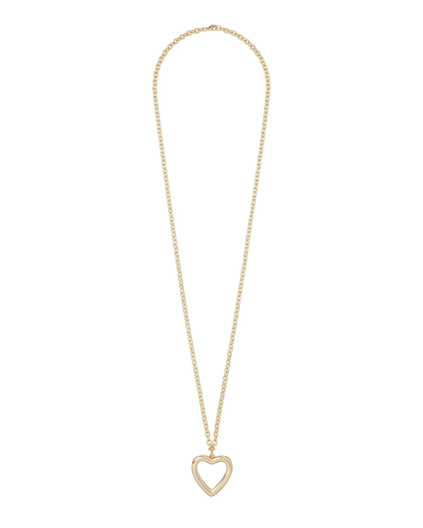 The Puffy Open Heart Necklace in Gold