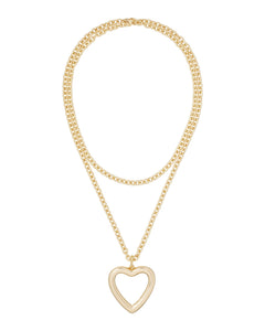 The Puffy Open Heart Necklace in Gold