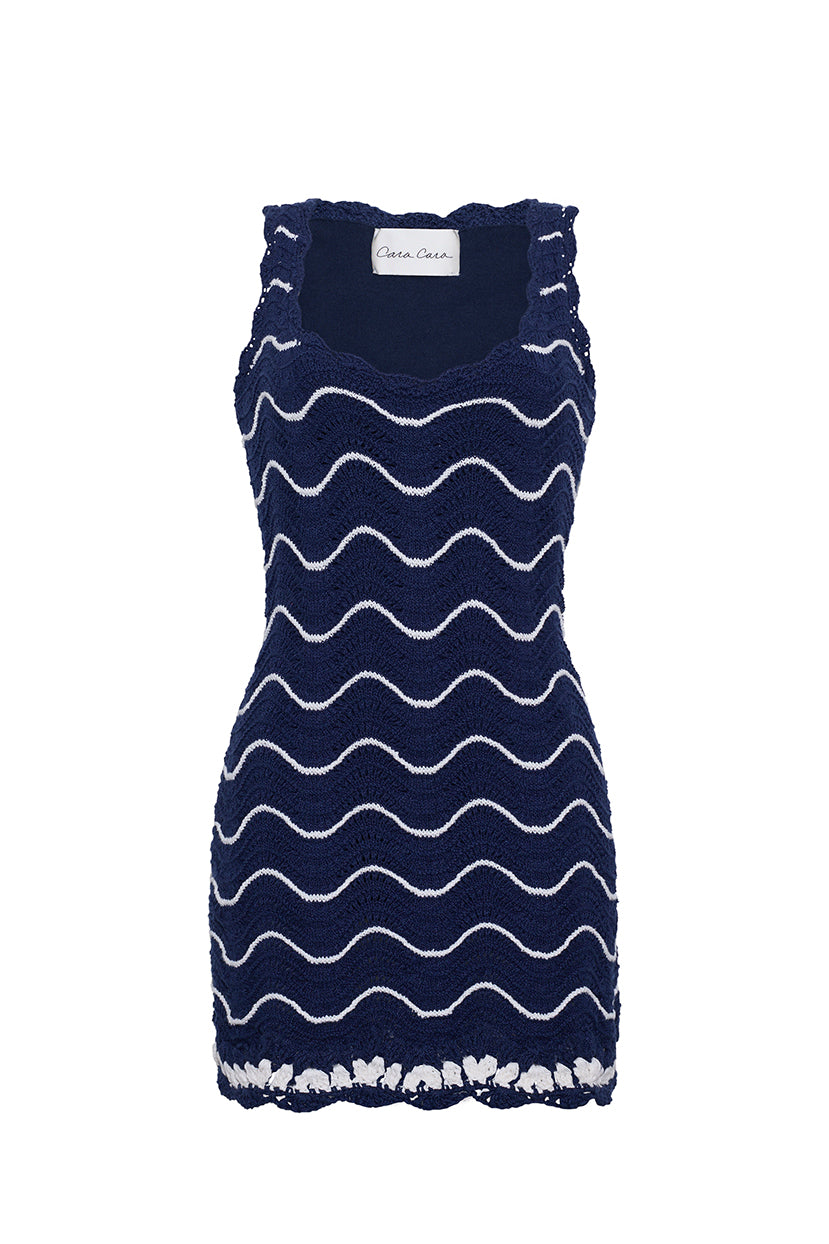 Orel Mini Dress in Navy Ivory Knits