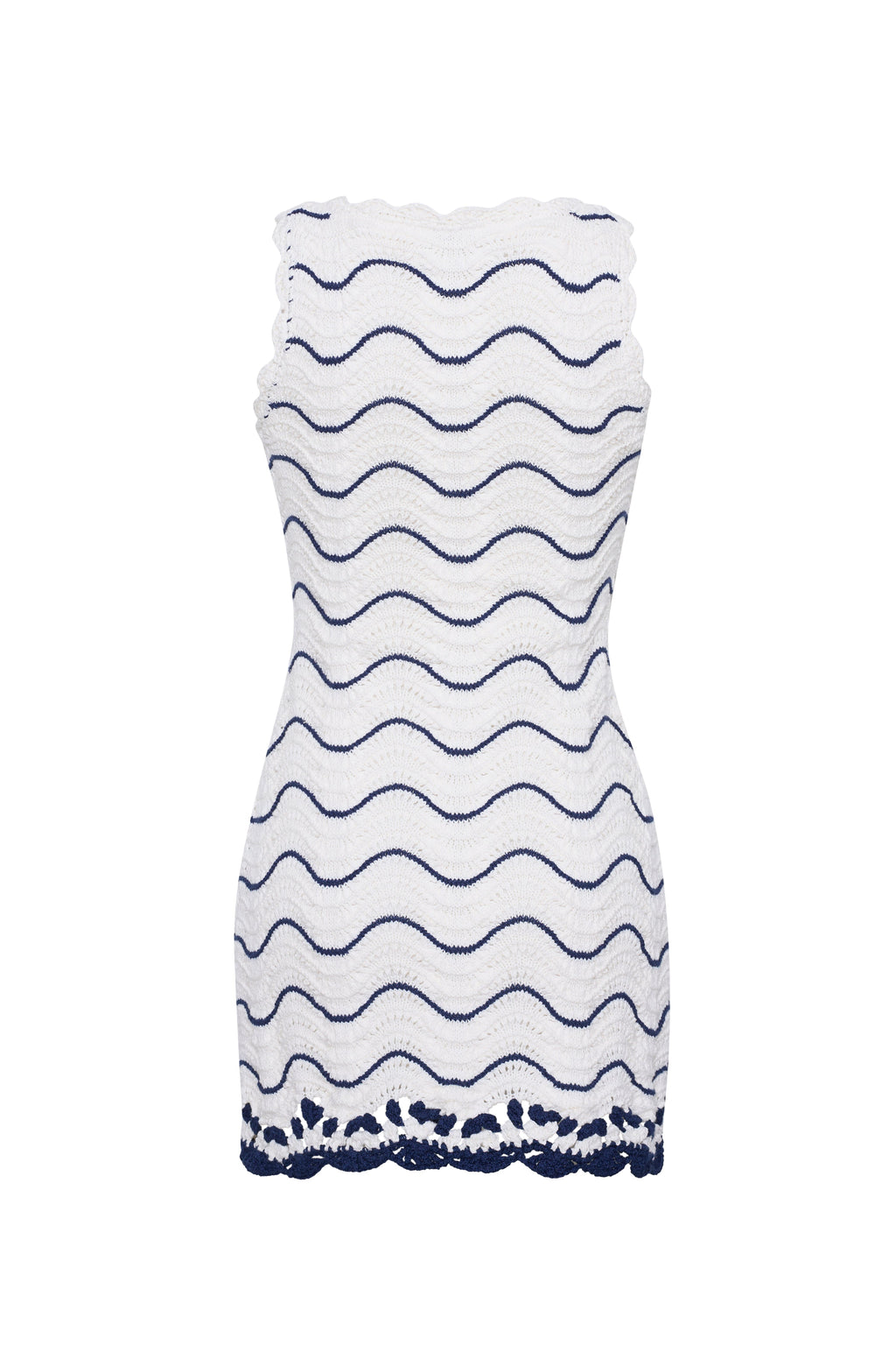 Orel Mini Dress in White Navy Wave Stripe