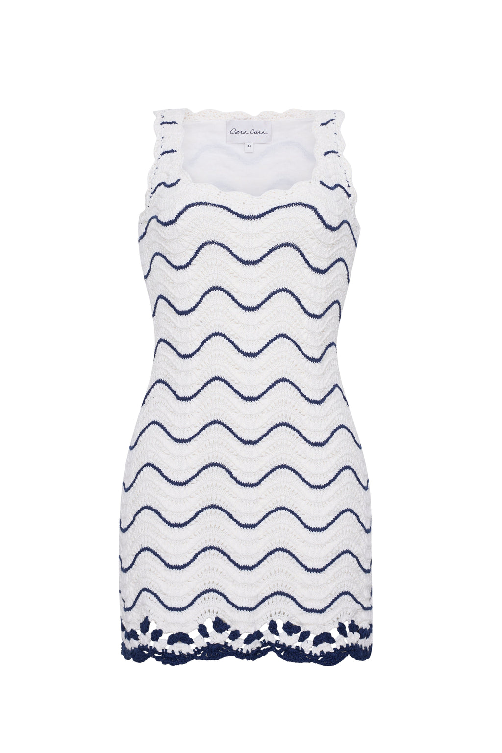 Orel Mini Dress in White Navy Wave Stripe