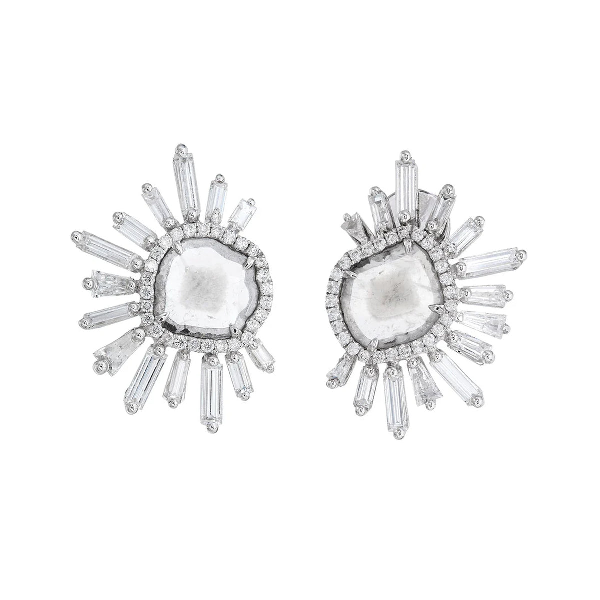 Organic Beauty Sunburst Diamond Stud Earrings