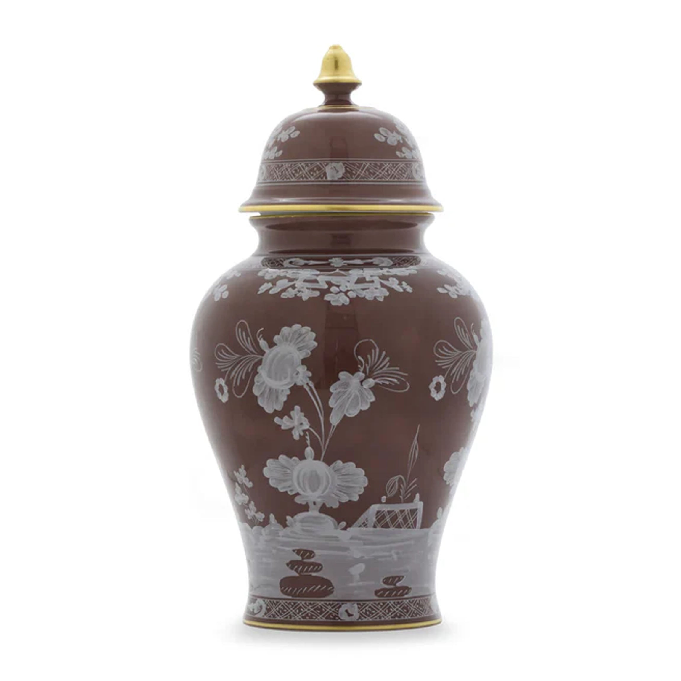 Oriente Italiano Potiche Vase With Cover in Castagna