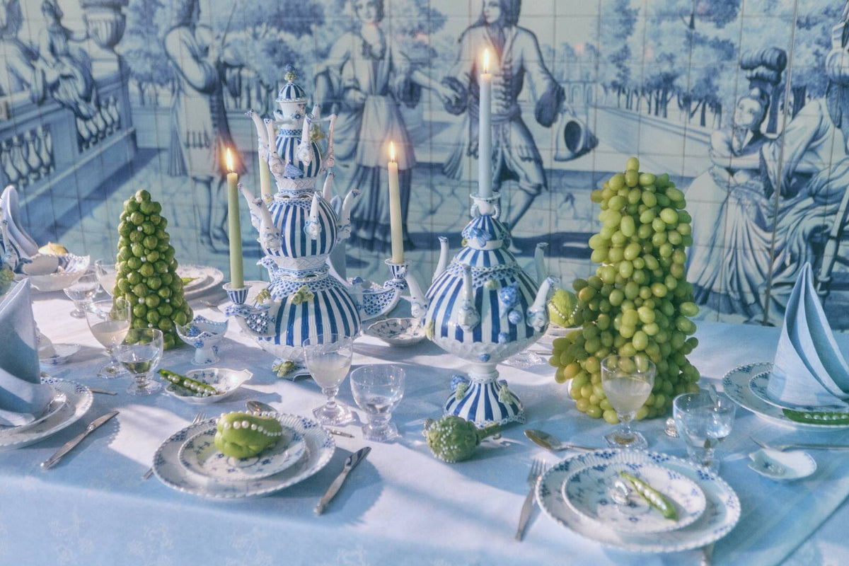 Blue Fluted Full Lace Plate, 7.5"