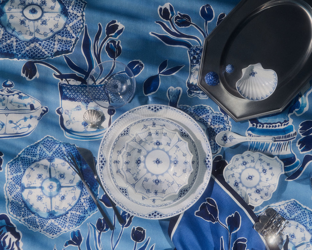Blue Fluted Half Lace Salad Plate 8.75"