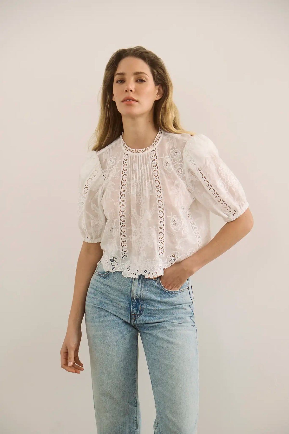 The Ouisie Top paired with denim.