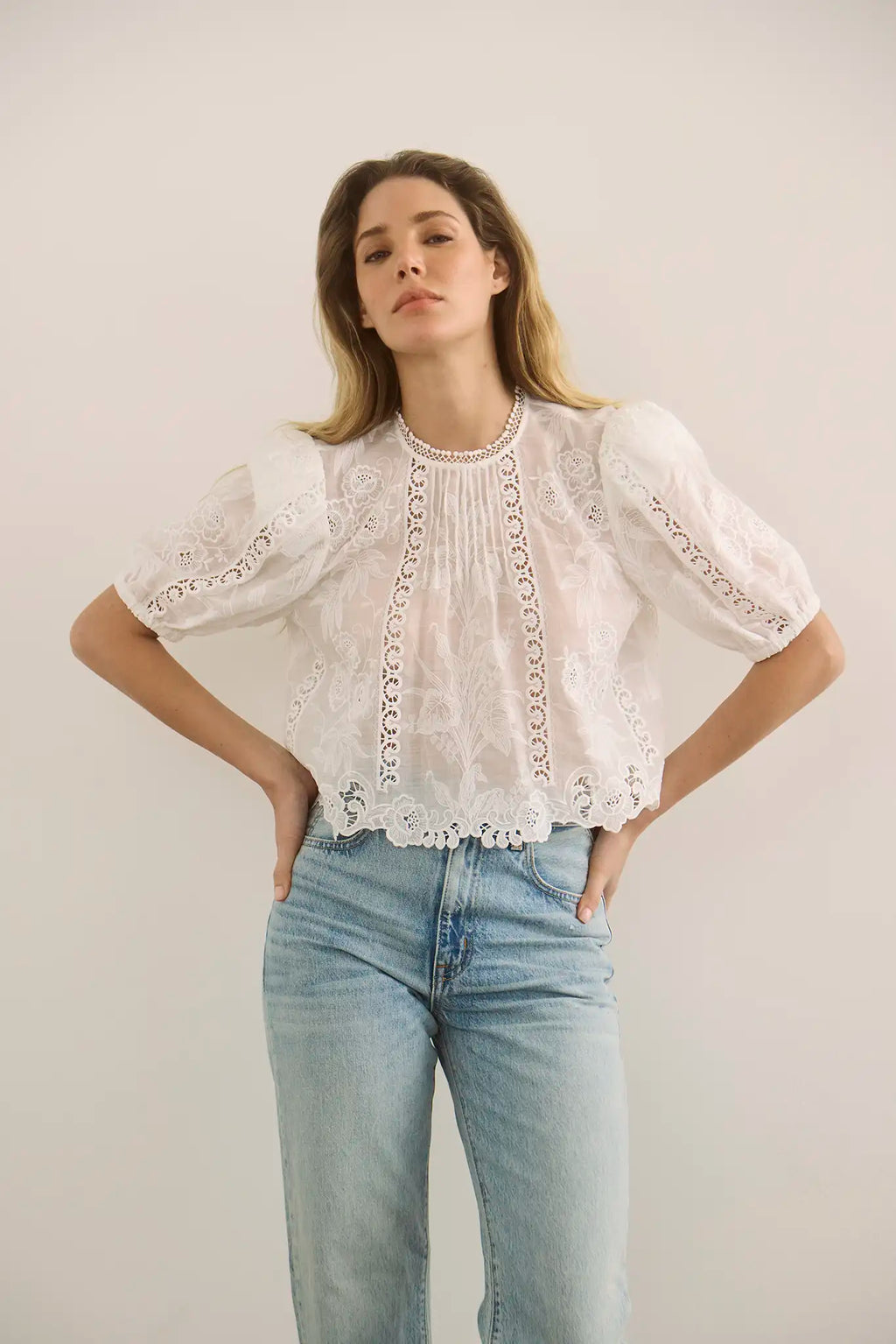 The Ouisie Top paired with denim.