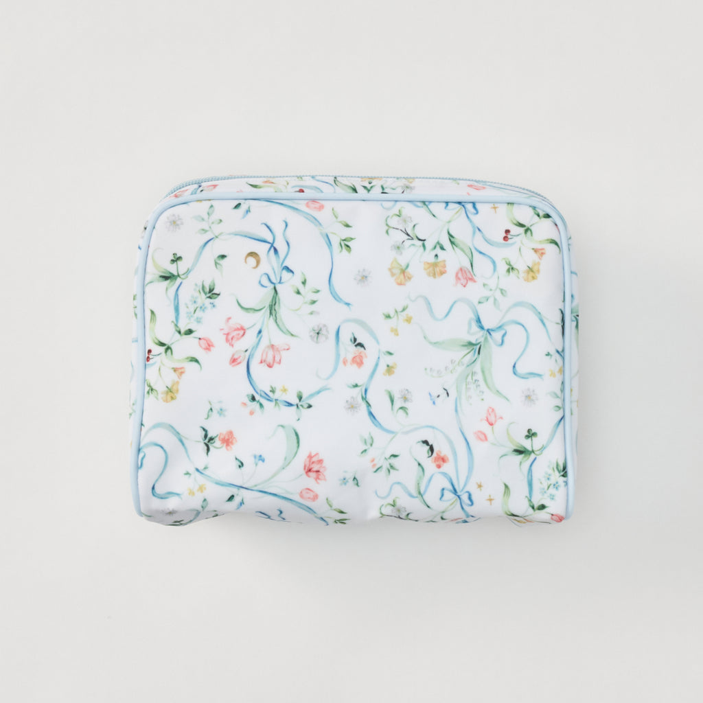 Medium Toiletry Bag in Lily of the Valley Ribbon Bouquet