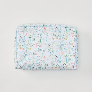 Large Toiletry Bag in Lily of the Valley Ribbon Bouquet