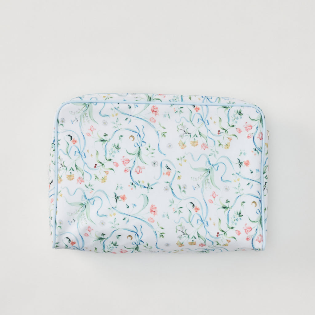Large Toiletry Bag in Lily of the Valley Ribbon Bouquet
