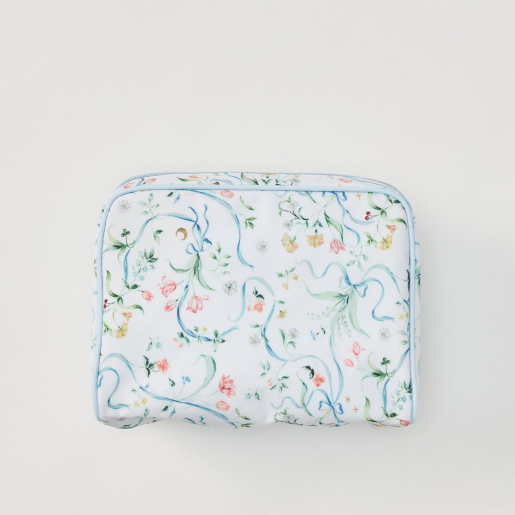 Medium Toiletry Bag in Lily of the Valley Ribbon Bouquet