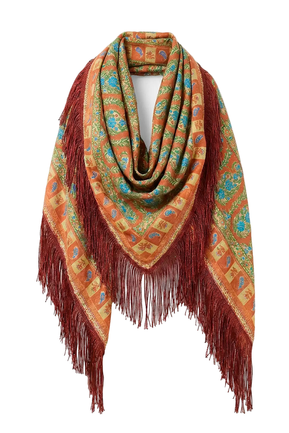 The scarf in Amber Glen Brown. 