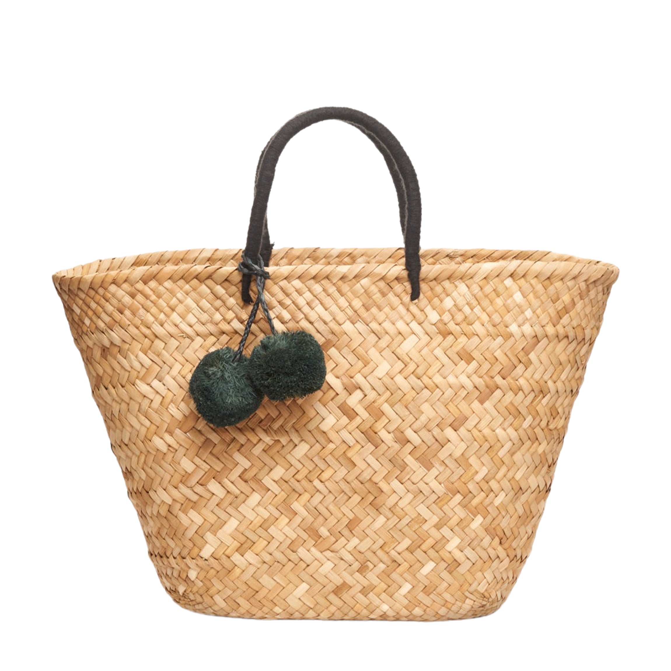 Oversized St Tropez Pom Pom Straw Tote