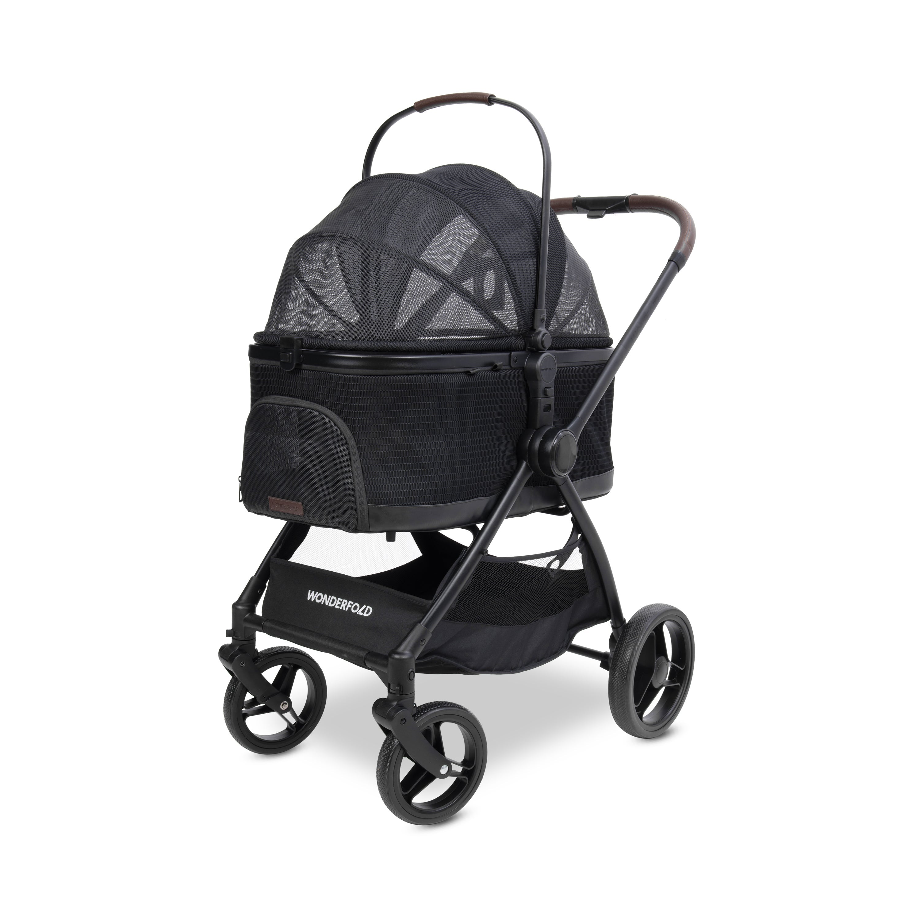 WonderFold P3 Convertible Pet Stroller for Small to Medium Pets in Black
