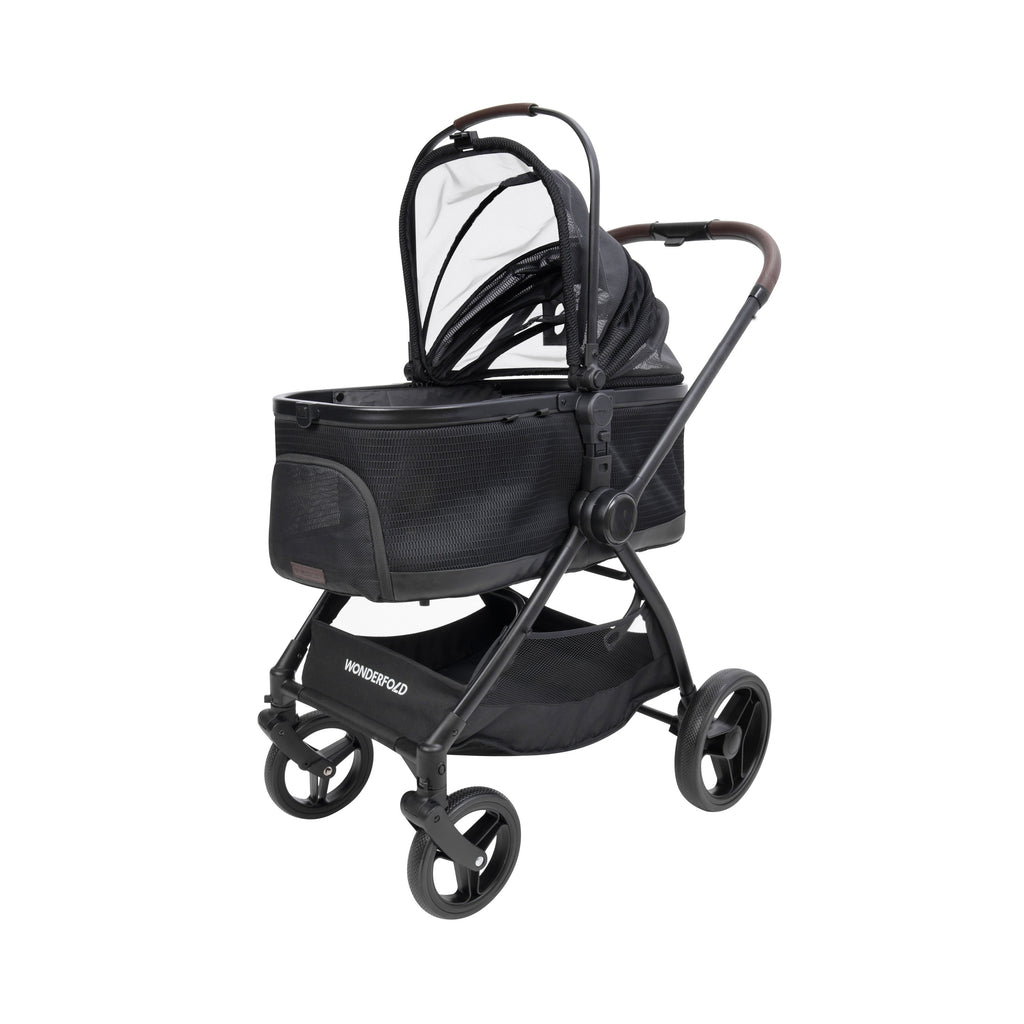 WonderFold P3 Convertible Pet Stroller for Small to Medium Pets in Black