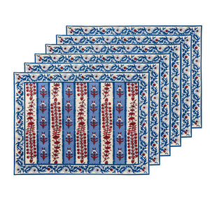 Provence Avignon Mats in Red & Blue, Set of 6