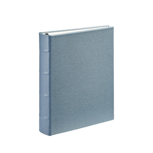 Medium 4-Ring Clear Pocket Album in Slate Blue Pebble Grain Leather