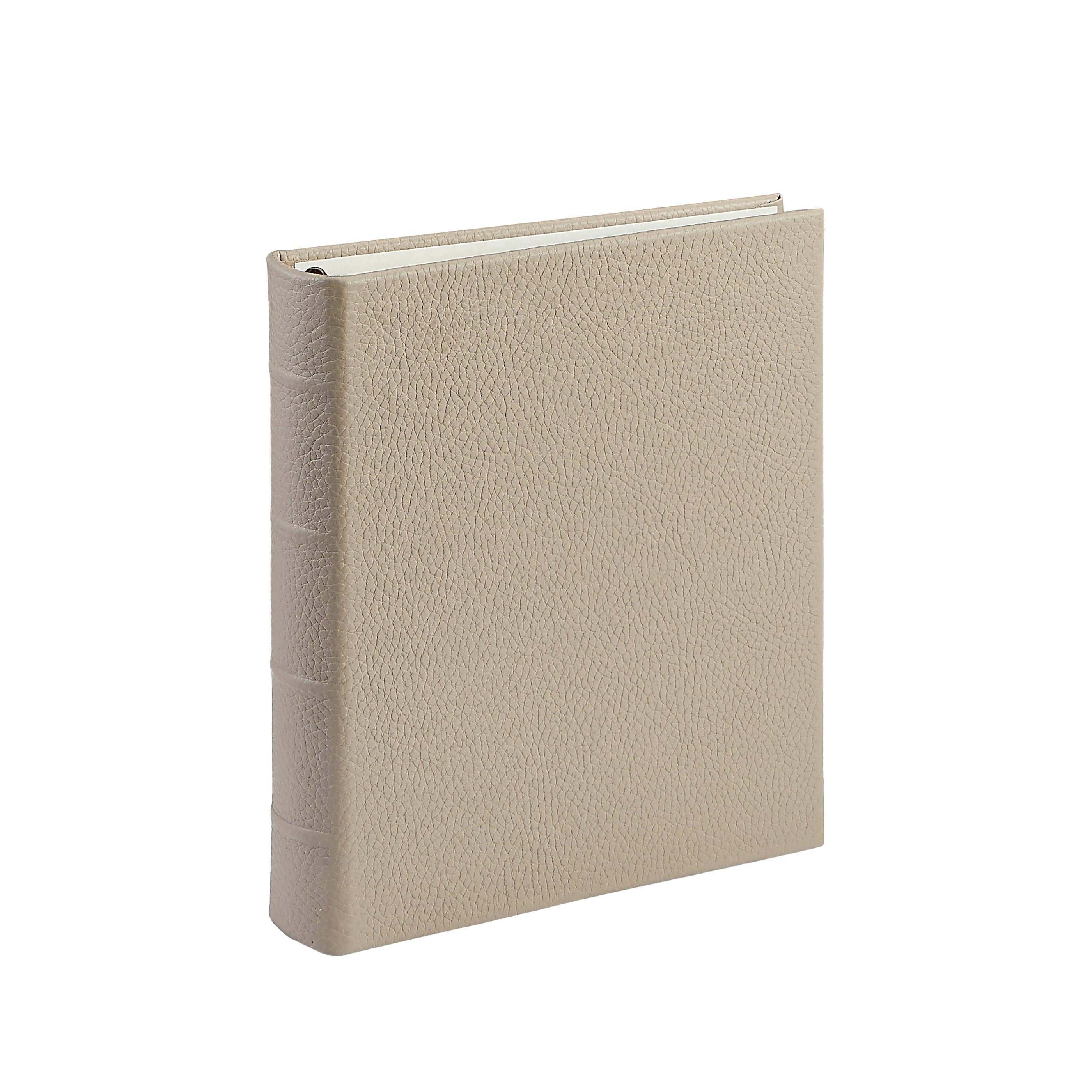 Medium 4-Ring Clear Pocket Album in Beechwood Grain Leather