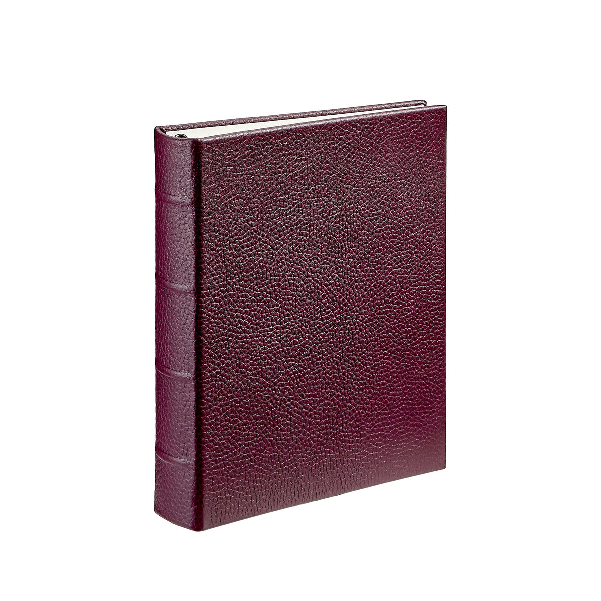 Medium 4-Ring Clear Pocket Album in Wine Pebble Grain Leather