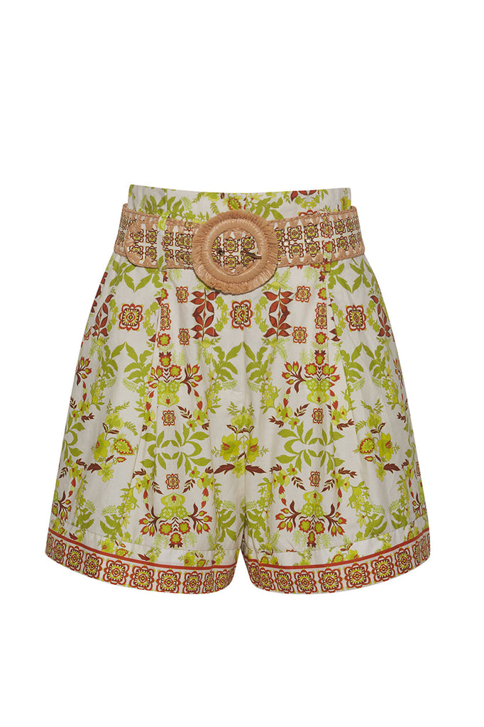 Palmer Shorts in Vine Floral Mint Green