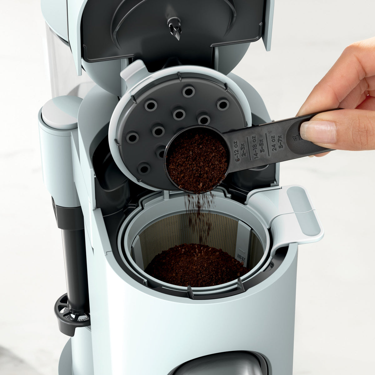 Single-Serve Pods & Grounds Specialty Coffee Maker in Glacier Blue