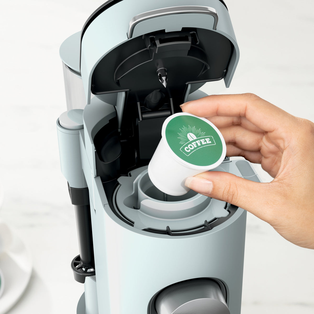 Single-Serve Pods & Grounds Specialty Coffee Maker in Glacier Blue