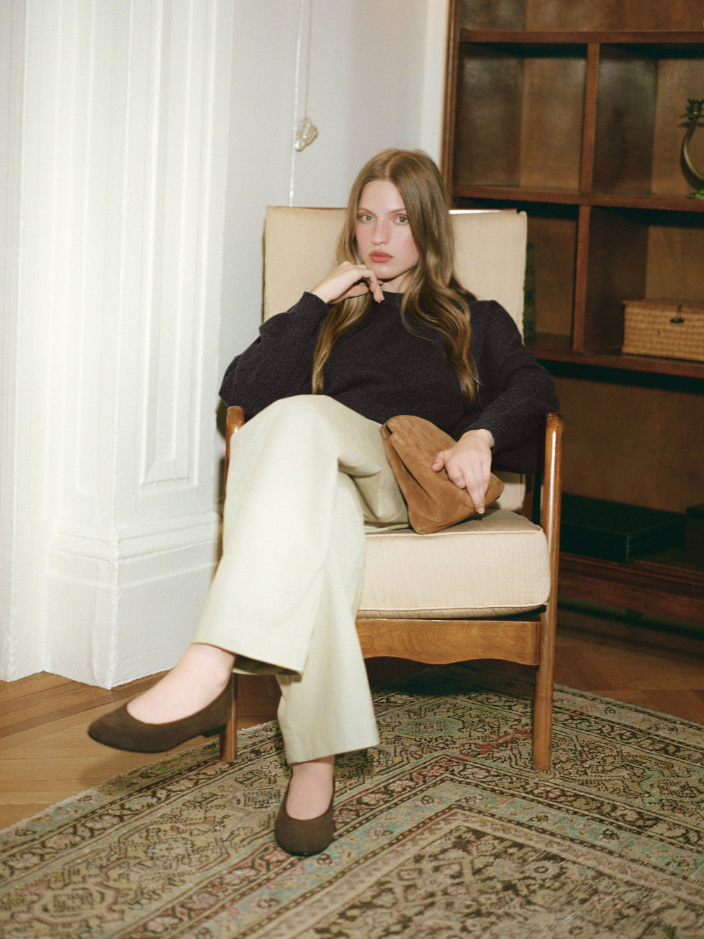 Roux Ballet Flat in Brown Suede